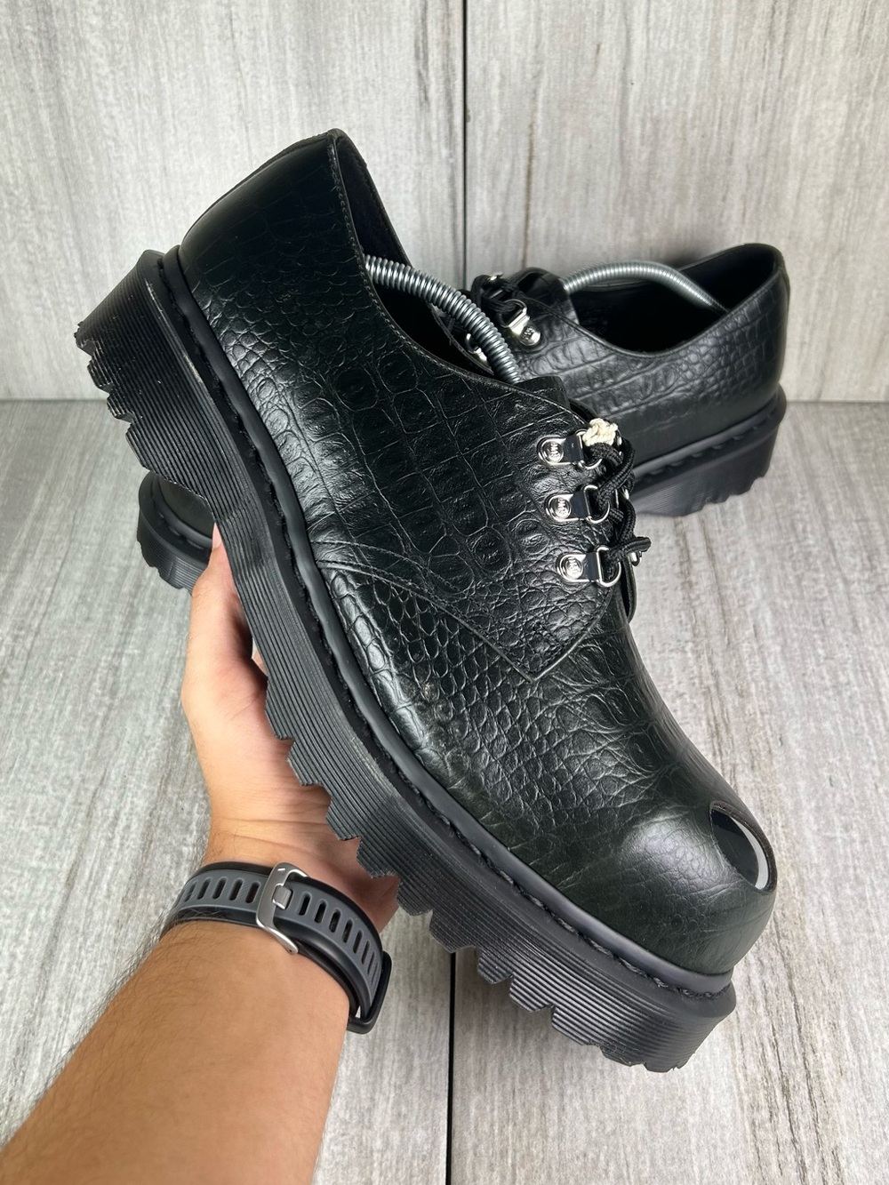 NEW Dr. Martens Docs 1461 Bex Steel Toe Forest Green Croc Derby Mens Size 12